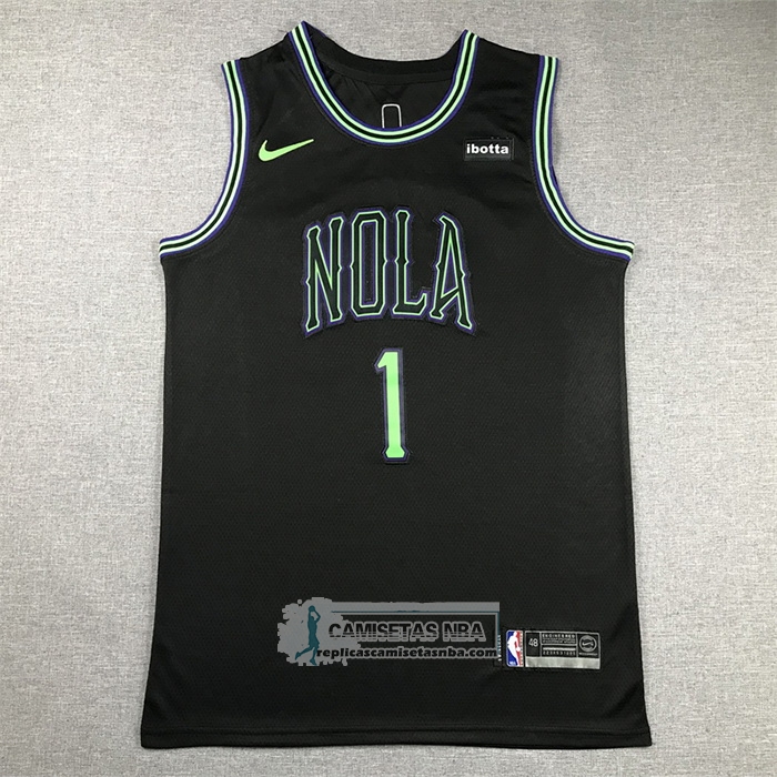 Camiseta New Orleans Pelicans Zion Williamson NO 1 Ciudad 2023-24 Negro